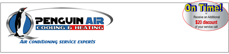 penguin air banner with logo and phone number for air conditioning service calls